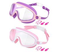 Swimming Goggles Kids - Wide View Anti Fog And UV Glasses | With Nose Clip