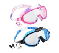 Swimming Goggles Kids, Wide View Anti Fog UV Glasses, Adjustable Strap