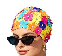 Swimming Hat - Floral Swim Turban, Aquatic Hair Guard Waterproof Pool Bonnet | Bathing Cap Shower Headwear Rhinestone Petal Design Fashion Women Girls Ladies Wives Mothers Instructors For Apartment