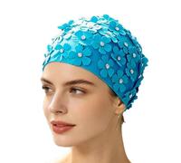 Swimming Hat - Rhinestone Petal Design Fashion Bathing, Cap Shower Headwear | Floral Swim Turban Aquatic Hair Guard Waterproof Pool Bonnet Women Girls Ladies Wives Mothers Instructors For Bathroom