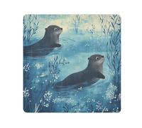 Swimming Otters Nature Blue - Paño autoadhesivo de capacidad intercambiable de 21.7 x 21.7 pulgadas, bolsa de cosméticos mágica para cámara, lente, laptop