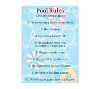 Swimming Pool Rules and Safety Tips Educational Canvas Wall Art for Pool Area Decor(Framed,12x18inch(30x45cm))