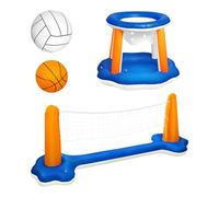 Swimming Pool Volleyball Set, Inflatable Net Game, Adjustable Height Ball Net, Durabled Waterproof Design Full Set with Ball Pump for Backyard, Family Fun, 11.02x11.02x3.54 Inches
