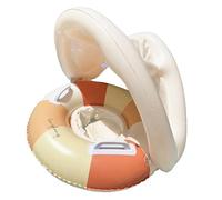 Swimming Ring - Retro Aesthetic Sun Protection, Inflatable Safety Support Visual Style, Removable Canopy + High Tensile Build, Puncture Resistant Synthetic Polymer - For Garden & Pool