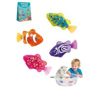 Swimming Robot Fish Toy Electronic Pet Fish Bath Toy Interactive Colorful Cat Pool Toys Robotic Fishes with LED Light Waterproof Magic Water-Activated Glowing Swimming Fishes Luminous Function(4pcs)