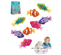 Swimming Robot Fish Toy Electronic Pet Fish Bath Toy Interactive Colorful Cat Pool Toys Robotic Fishes with LED Light Waterproof Magic Water-Activated Glowing Swimming Fishes Luminous Function(8pcs)