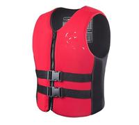 Swimming Vest Adult Child Neoprene Safety Buoyancy Aid for Rescue Wakeboard Swimming Water Sports Boating Surfing Rafting Kayaking Fishing Canoeing Outdoor Safety Gear Equipment(Red,S)