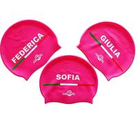 Swimxwin Emma | Gorro de Silicona Personalizado con tu Nombre | Gorro de Natación| Alta Comodidad y aderencia | Diseño y Estilo Italiano | Color Rosa |