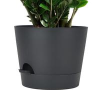 SwinDuck Maceta Grande de riego automático de 12 Pulgadas, Maceta cilíndrica de plástico para Plantas y Flores de Interior y Exterior, Color Negro