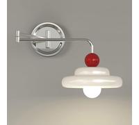 Swing Arm Chrome Adjustable Bedside Reading Lamp Bauhaus Cream Style Indoor Decor Lighting Fixture Wine Red Paint Finish, E27 Metal Hardwired Wall Sconces Flexible