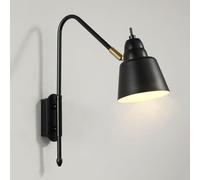 Swing Arm Wall Sconce 350° Rotating Bedside Reading Wall Lamp Black/White Industrial Vintage Metal Wall Light Adjustable Indoor Lighting Fixture For Bedroom Living Room Rea