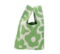 Swing Bolso Mujer - Mujer Muñeca Nudo Bolso Pequeño Ganchillo Muñequera Bolso a Mano Estética Lindo Punto Monedero - Bolsos Mujer Para Chicas (Verde y blanco-Flor)