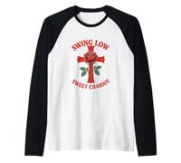 Swing Low Sweet Chariot Cruz y Rosa Motivo Camiseta Manga Raglan