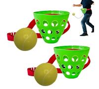 swingbaall Set - ABS 15x11x15cm 2pcs | Swing Ball Game | Catch Cup Toy | Party Game | Eye Hand Coordination Training Toy | Adjustable Waistband Set For Kids and Adults, Indoor Family Fun