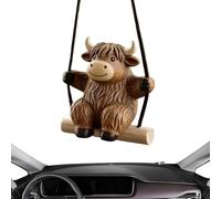 Swinging Car Pendant - Cute Cow Decor Rearview Mirror Accessory, Animal Swinging Hanging Ornament for Car Interior Styling, Decorative Motion Pendant for SUV RV Sedan Truck Vehicles, Charming