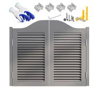 Swinging Door,Cafe Doors Louvered,Two-Way Double Half Door with Hinges,Wood Counter Swinging Doors,Stripe Wave Top,W 36/39/40/42/44/46",for Bar Doorway Partition Kitchen(Gris,W125xH100cm)