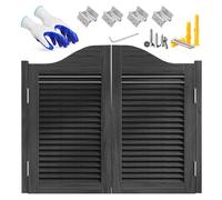 Swinging Door,Cafe Doors Louvered,Two-Way Double Half Door with Hinges,Wood Counter Swinging Doors,Stripe Wave Top,W 36/39/40/42/44/46",for Bar Doorway Partition Kitchen(Negro,W70xH100cm)
