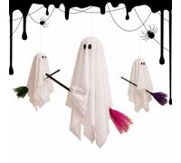 Swinging Ghost - Decor 3 Pieces Flying Spooky Ghost Ornament,