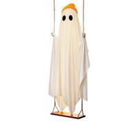 Swinging Ghost Decoration - Knitted Hat Hanging Ornament | with Lights & Re