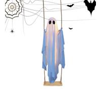 Swinging Ghost Outdoor Decor - LED Light Up Scary Ornament for Porch Yard