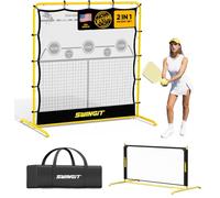 SwingIt Red de rebote de práctica de pickleball de 6 pies, mini red de pepinillo portátil para entrada al aire libre, patio trasero y garaje interior, entrenador 2 en 1 para práctica de tenis