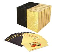 SWINILAYA 10 Barajas de Póker - Naipes Black Gold HD Impermeables y Resistentes - Tamaño Bridge con Índice Estándar - Ideal para Texas Hold'em, Blackjack, Magia y Juegos de Casino