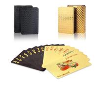 SWINILAYA 2 Barajas de Póker - Naipes Black Gold HD Impermeables y Resistentes - Tamaño Bridge con Índice Estándar - Ideal para Texas Hold'em, Blackjack, Magia y Juegos de Casino
