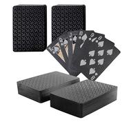 SWINILAYA 2 Barajas de Póker - Naipes Black HD Impermeables y Resistentes - Tamaño Bridge con Índice Estándar - Ideal para Texas Hold'em, Blackjack, Magia y Juegos de Casino