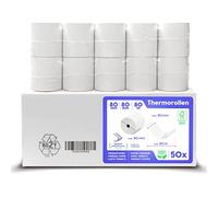SWIPARO - Papel térmico 80x80 - Rollo térmico para impresora termica - Rollos de papel tickets 80mm - 80x80x12 para caja registradora negocio y bar (50 ud.)