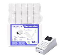 SWIPARO® - Rollos Papel Datafono Térmico 57x30x12mm para todos los TPV y las impresora térmica - Rollo papel térmico 57mm x 30mm x 9m - Ideal para máquinas de tarjetas de Crédito - Papel TPV [20x]