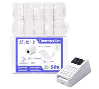 SWIPARO® - Rollos Papel Datafono Térmico 57x30x12mm para todos los TPV y las impresora térmica - Rollo papel térmico 57mm x 30mm x 9m - Ideal para máquinas de tarjetas de Crédito - Papel TPV [50x]
