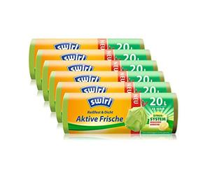 SWIRL bolsa anti-olor de basura, 20 litros, los absorbentes de olor, (6X12) piezas por rollo, blanco