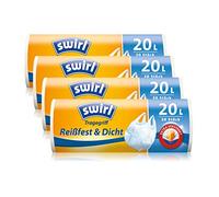 Swirl Bolsa de basura antibacteriana, 20 litros, 4 rollos con 20 bolsas, color blanco
