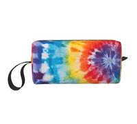 Swirl - Bolsa de maquillaje de teñido anudado, resistente al agua, organizador de artículos de aseo de viaje para mujeres y hombres, bolsa de almacenamiento de cosméticos bohemia con cremallera, bolsa