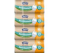 Swirl Bolsas de basura resistentes a desgarros y estancas para baño y cosméticos, 10 l (4 x 37 bolsas), bolsas de basura cosméticas a prueba de goteo, bolsas de basura resistentes con práctica asa de