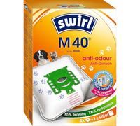 Swirl M 40 EcoPor - Bolsas de aspiradora antiolor (4 bolsas), resistentes a la rotura para algunas aspiradoras Miele & Hoover, con filtro de olores, 99,9% de filtración de polvo doméstico y polvo fino