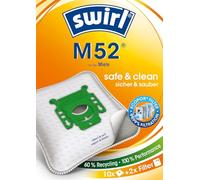 Swirl M 52 EcoPor - Bolsas para aspiradora (10 bolsas), resistentes a la rotura para algunas aspiradoras Miele, paquete de ventaja, en cartón exterior ecológico, 99,9% filtrado de polvo doméstico y