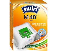 Swirl M40 M 40 MicroPor Plus Green para Aspiradora Miele, Antialergénico, Alta Potencia de Aspiración Permanente, 4 Bolsas + 1 Filtro, Blanco