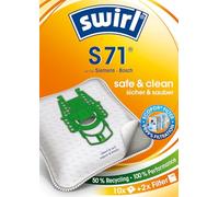 Swirl S 71 EcoPor - Bolsas para aspiradora (10 bolsas), resistentes a la rotura para algunas aspiradoras Siemens y Bosch, en cartón exterior respetuoso con el medio ambiente, 99,9% de filtración de