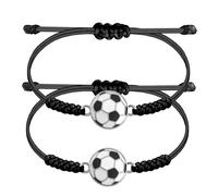 SwirlColor 2 pulseras colgantes de fútbol, pulseras de goteo de fútbol tejidas ajustables a la moda, regalos de fútbol para amantes del fútbol infantil