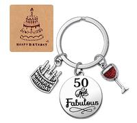SwirlColor 50 Cumpleaños Llavero, Regalo de 50 Años, con Tarjeta de Cumpleaños Feliz