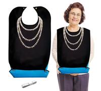 SwirlColor Babero Adulto Lavables, Protectores de Ropa Reutilizables Baberos Adultos para Comer Baberos Adultos para Mujer Baberos Cena Navidad Mujer con Regla (Perlas)