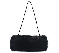 SwirlColor Black Faux Fur Hand Muñecos Handwamer con cordón del Cuello, Mujeres Faux Fur Shoulder Bag