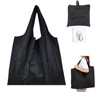 SwirlColor Bolsa Compra Plegable, Bolsas Reutilizables Compra Grandes Bolsa Plegable Compra Ligeros Impermeables Bolsas Ecológicas Compras Con Bolsillo para Tiendas de Comestibles de Compras (Negro)