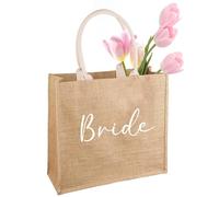 SwirlColor Bolso de novia, el bolso de novia de yute más simple y confiable, bolso de fiesta de gallina, bolso de regalo de novia, adecuado para compras, picnic y vacaciones en la playa