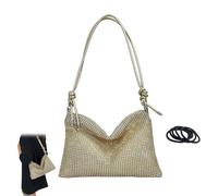SwirlColor bolso Dorado, paquete bolso fiesta Dorado bolso de diamantes de imitación cartera de mano con rhinestone, con 5 bandas elásticas para banquetes de bodas - Dorado