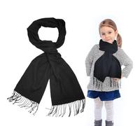 SwirlColor bufandas niña, bufanda de cachemira artificial suave envuelta en chales bufanda larga de invierno el cuello de niña se mantiene caliente-negro