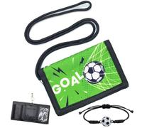SwirlColor Cartera niño, novedosa Monedero niño de Pulsera de Infantil con Bolsillo de Monedas Titular de la Tarjeta Lanyard Regalos de para niños (Fútbol Verde)