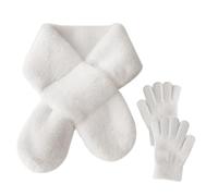 SwirlColor conjunto de bufanda y guantes niña, bufanda térmica de peluche blanco encantadora y traje de accesorios para niños de invierno para niñas 5-8 años