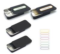 SwirlColor Contenedor para hisopos de algodón, 2 piezas portátil pequeño porta bastoncillos vacío algodonados caja de algodón almohadilla con tapa de metal para palillos corbatas pelo -negro (2)